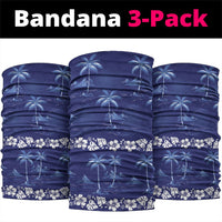 Blue Hawaii Palm Tree Hibiscus Neck Gaiter Fantasy Summer Vibe LT01 package One Size: 25*50cm Blue - Polynesian Pride