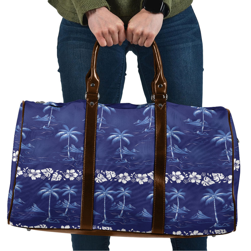 Blue Hawaii Palm Tree Hibiscus Travel Bag Fantasy Summer Vibe