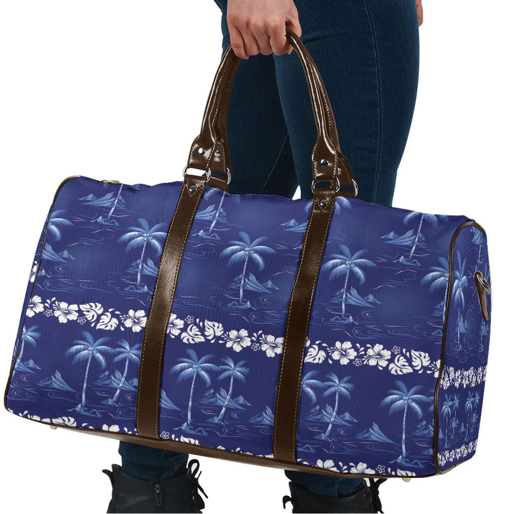 Blue Hawaii Palm Tree Hibiscus Travel Bag Fantasy Summer Vibe