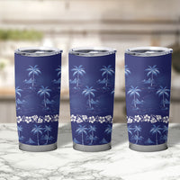 Blue Hawaii Palm Tree Hibiscus Tumbler Cup Fantasy Summer Vibe