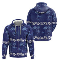 Blue Hawaii Palm Tree Hibiscus Zip Hoodie Fantasy Summer Vibe LT01 - Polynesian Pride