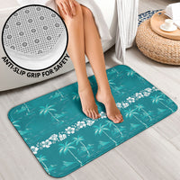 Cyan Hawaii Palm Tree Hibiscus Bathroom Set Fantasy Summer Vibe