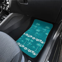 Cyan Hawaii Palm Tree Hibiscus Car Mats Fantasy Summer Vibe