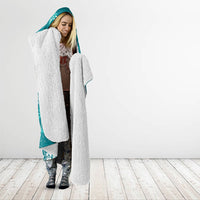 Cyan Hawaii Palm Tree Hibiscus Hooded Blanket Fantasy Summer Vibe