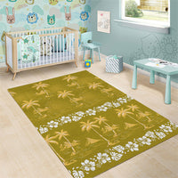 Yellow Hawaii Palm Tree Hibiscus Area Rug Fantasy Summer Vibe
