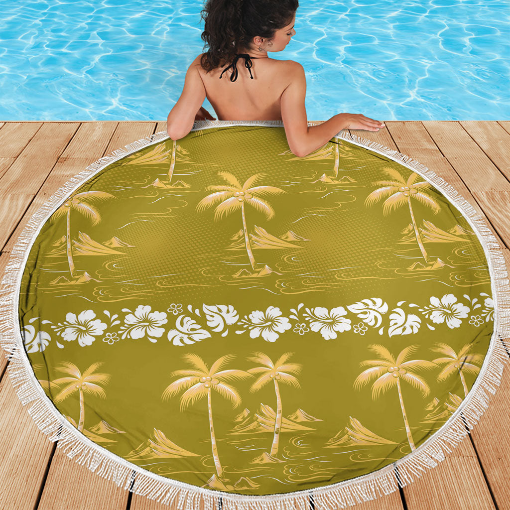 Yellow Hawaii Palm Tree Hibiscus Beach Blanket Fantasy Summer Vibe