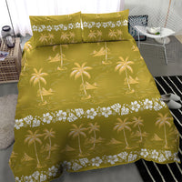 Yellow Hawaii Palm Tree Hibiscus Bedding Set Fantasy Summer Vibe