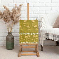 Yellow Hawaii Palm Tree Hibiscus Canvas Wall Art Fantasy Summer Vibe