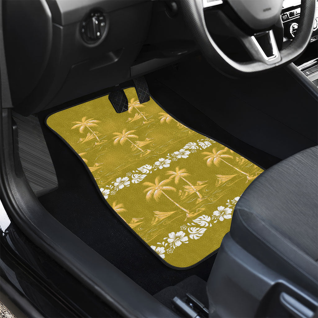 Yellow Hawaii Palm Tree Hibiscus Car Mats Fantasy Summer Vibe