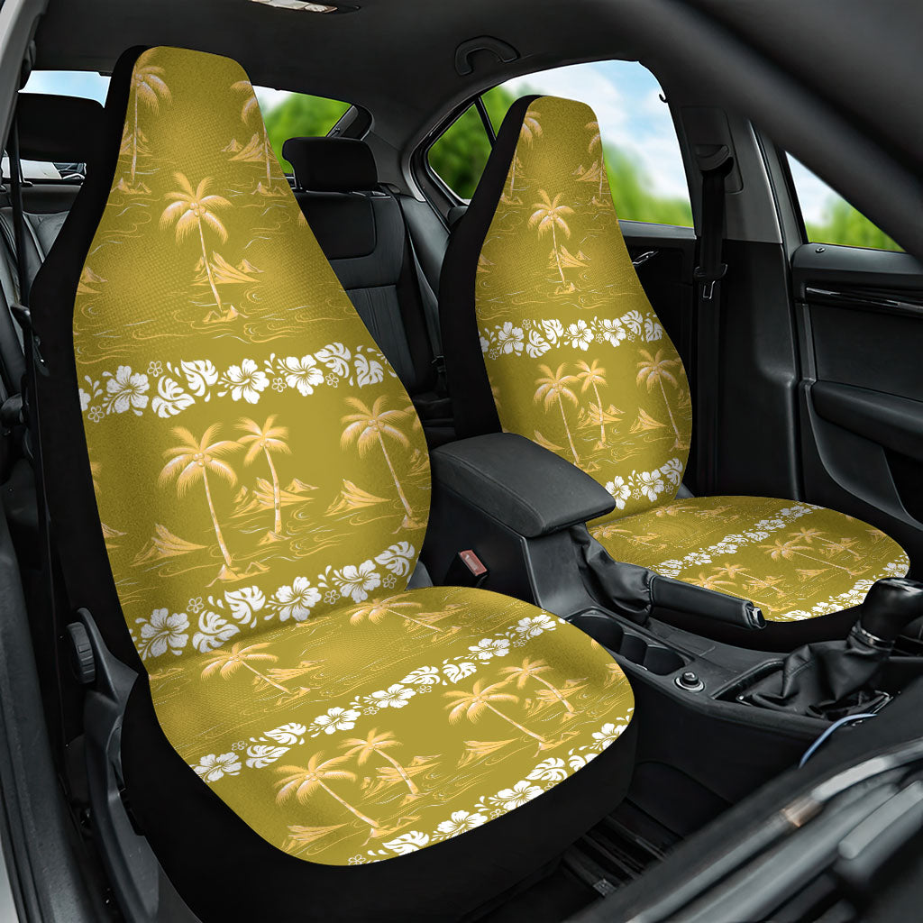 Yellow Hawaii Palm Tree Hibiscus Car Seat Cover Fantasy Summer Vibe