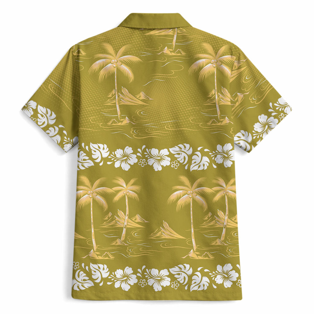 Yellow Hawaii Palm Tree Hibiscus Hawaiian Shirt Fantasy Summer Vibe