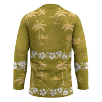 Yellow Hawaii Palm Tree Hibiscus Hockey Jersey Fantasy Summer Vibe