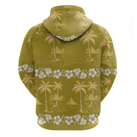 Yellow Hawaii Palm Tree Hibiscus Hoodie Fantasy Summer Vibe