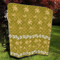 Yellow Hawaii Palm Tree Hibiscus Quilt Fantasy Summer Vibe