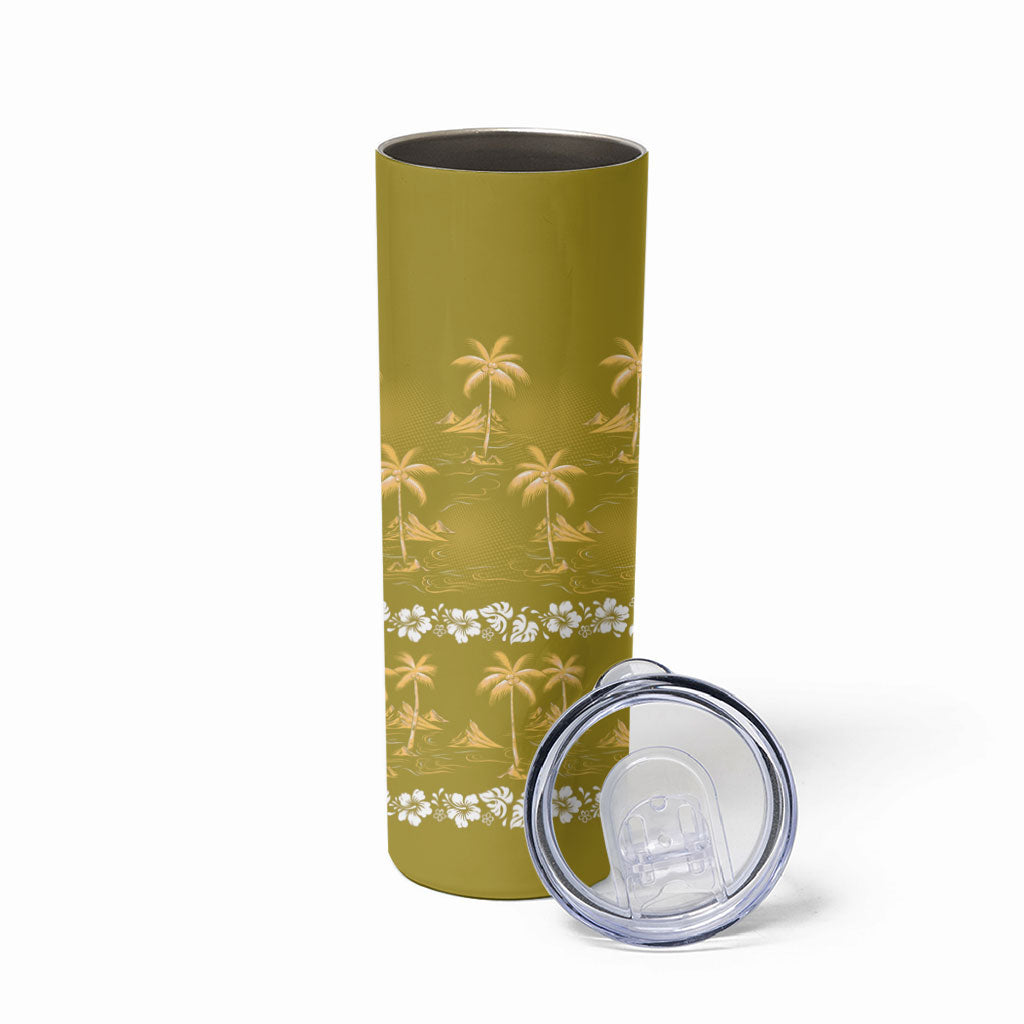 Yellow Hawaii Palm Tree Hibiscus Skinny Tumbler Fantasy Summer Vibe LT01 - Polynesian Pride