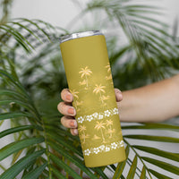 Yellow Hawaii Palm Tree Hibiscus Skinny Tumbler Fantasy Summer Vibe LT01 - Polynesian Pride