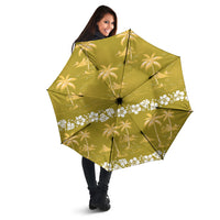 Yellow Hawaii Palm Tree Hibiscus Umbrella Fantasy Summer Vibe