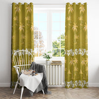 Yellow Hawaii Palm Tree Hibiscus Window Curtain Fantasy Summer Vibe
