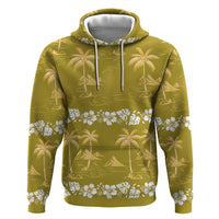 Yellow Hawaii Palm Tree Hibiscus Zip Hoodie Fantasy Summer Vibe