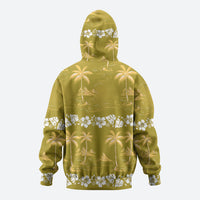 Yellow Hawaii Palm Tree Hibiscus Zip Hoodie Fantasy Summer Vibe
