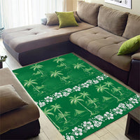 Green Hawaii Palm Tree Hibiscus Area Rug Fantasy Summer Vibe