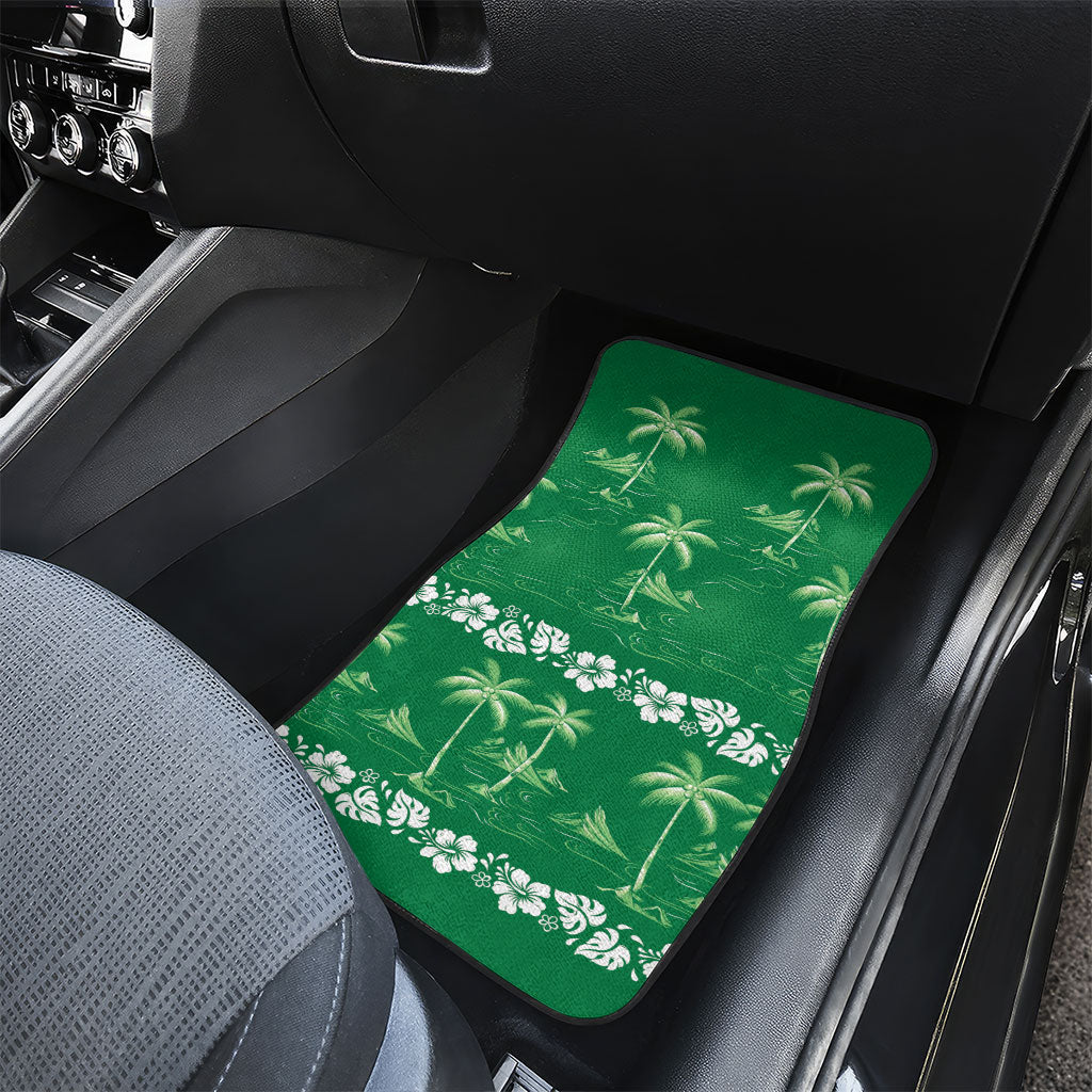 Green Hawaii Palm Tree Hibiscus Car Mats Fantasy Summer Vibe