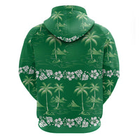 Green Hawaii Palm Tree Hibiscus Hoodie Fantasy Summer Vibe
