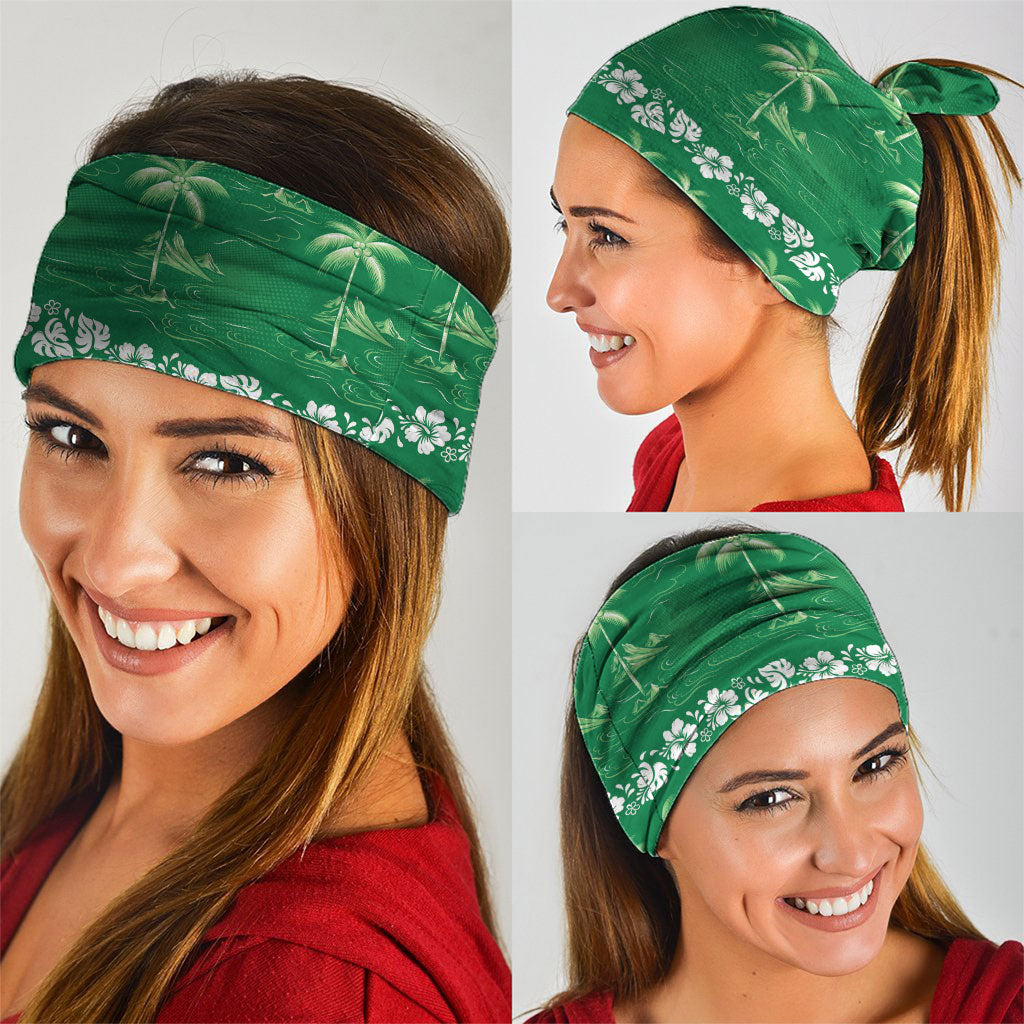 Green Hawaii Palm Tree Hibiscus Neck Gaiter Fantasy Summer Vibe