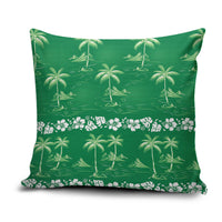 Green Hawaii Palm Tree Hibiscus Pillow Cover Fantasy Summer Vibe