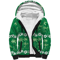 Green Hawaii Palm Tree Hibiscus Sherpa Hoodie Fantasy Summer Vibe LT01 Unisex Green - Polynesian Pride