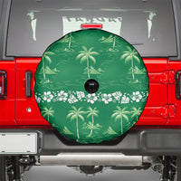 Green Hawaii Palm Tree Hibiscus Spare Tire Cover Fantasy Summer Vibe