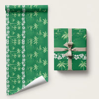 Green Hawaii Palm Tree Hibiscus Wrapping Paper Fantasy Summer Vibe