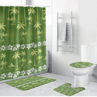 Olive Green Hawaii Palm Tree Hibiscus Bathroom Set Fantasy Summer Vibe