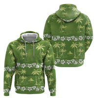 Olive Green Hawaii Palm Tree Hibiscus Hoodie Fantasy Summer Vibe