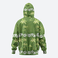 Olive Green Hawaii Palm Tree Hibiscus Hoodie Fantasy Summer Vibe