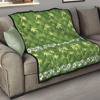Olive Green Hawaii Palm Tree Hibiscus Quilt Fantasy Summer Vibe