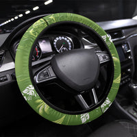 Olive Green Hawaii Palm Tree Hibiscus Steering Wheel Cover Fantasy Summer Vibe