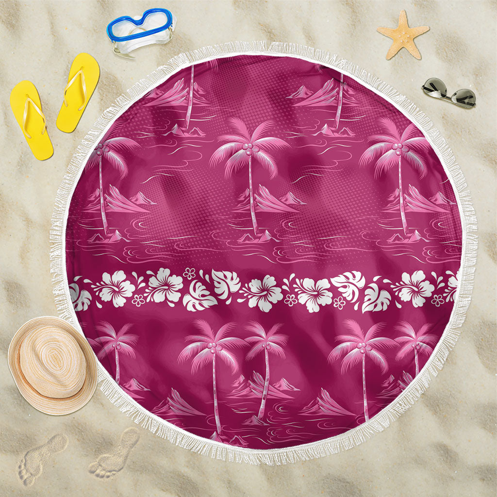 Pink Hawaii Palm Tree Hibiscus Beach Blanket Fantasy Summer Vibe