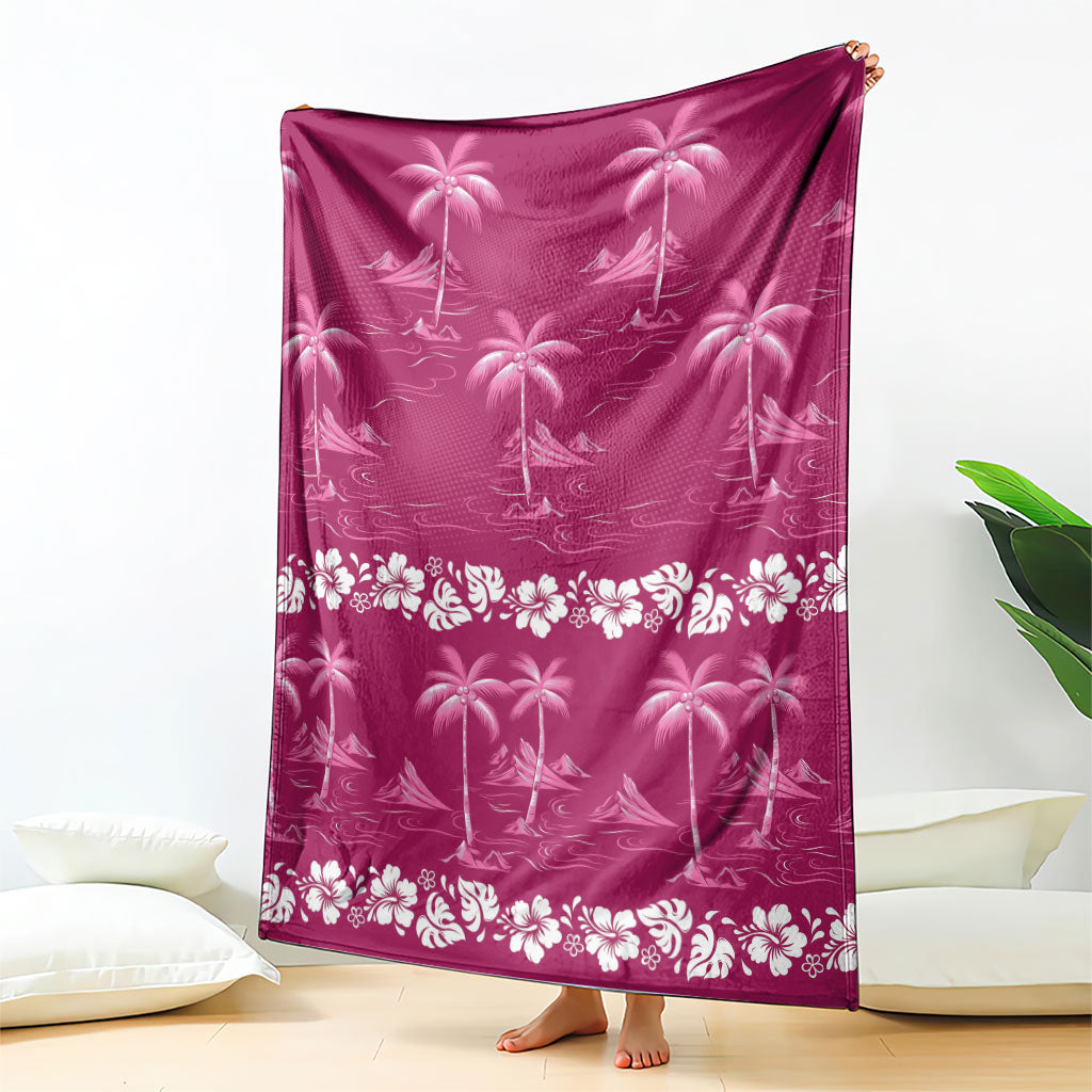 Pink Hawaii Palm Tree Hibiscus Blanket Fantasy Summer Vibe