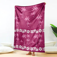 Pink Hawaii Palm Tree Hibiscus Blanket Fantasy Summer Vibe