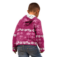 Pink Hawaii Palm Tree Hibiscus Kid Hoodie Fantasy Summer Vibe