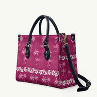 Pink Hawaii Palm Tree Hibiscus Leather Bag Fantasy Summer Vibe