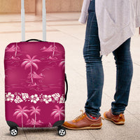 Pink Hawaii Palm Tree Hibiscus Luggage Cover Fantasy Summer Vibe