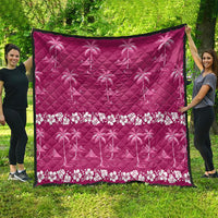 Pink Hawaii Palm Tree Hibiscus Quilt Fantasy Summer Vibe