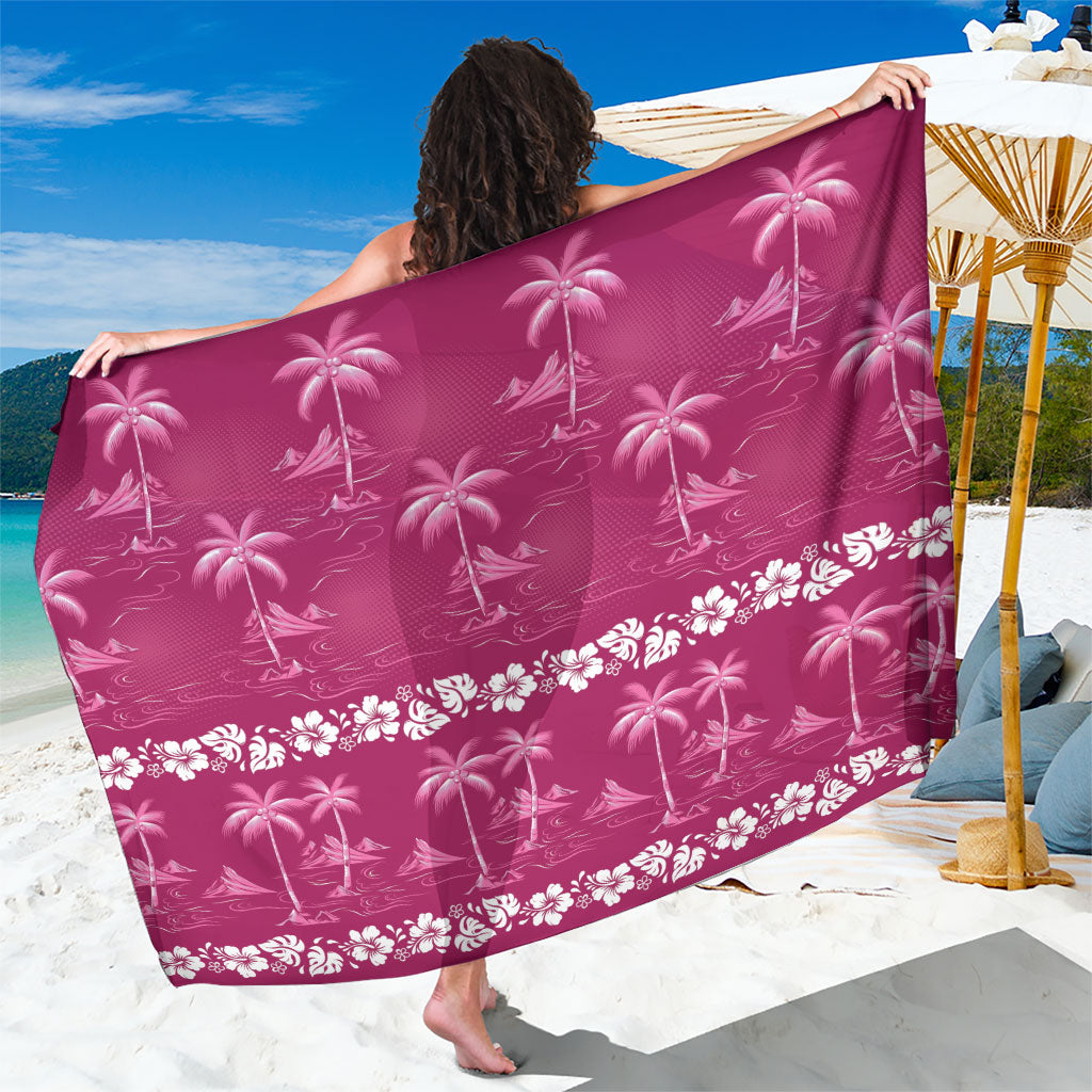 Pink Hawaii Palm Tree Hibiscus Sarong Fantasy Summer Vibe