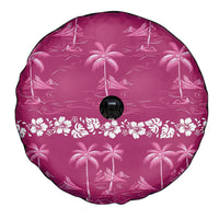 Pink Hawaii Palm Tree Hibiscus Spare Tire Cover Fantasy Summer Vibe