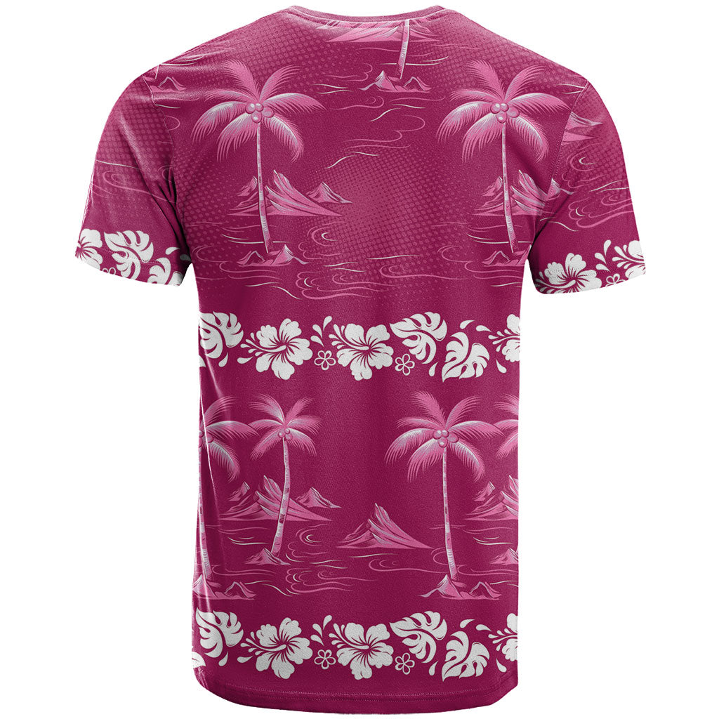 Pink Hawaii Palm Tree Hibiscus T Shirt Fantasy Summer Vibe