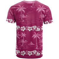 Pink Hawaii Palm Tree Hibiscus T Shirt Fantasy Summer Vibe