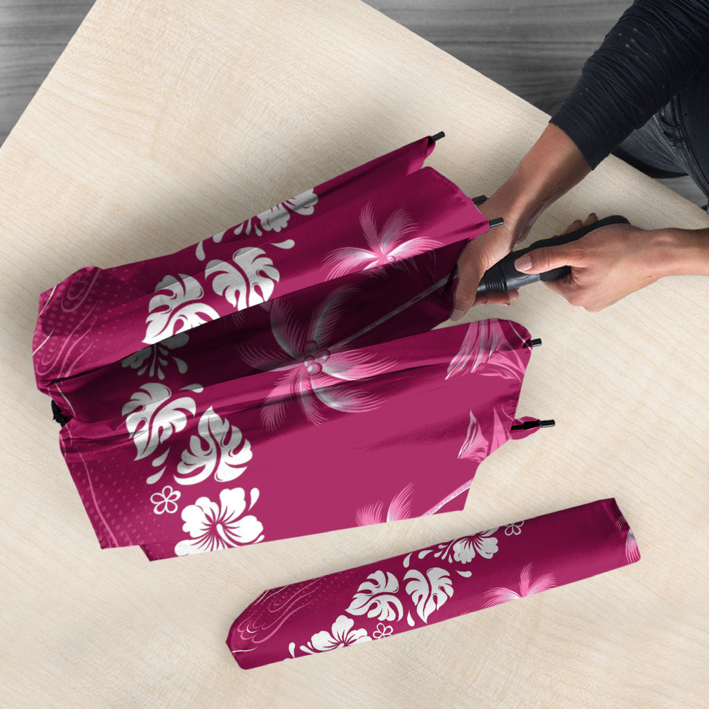 Pink Hawaii Palm Tree Hibiscus Umbrella Fantasy Summer Vibe