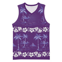 Purple Hawaii Palm Tree Hibiscus Basketball Jersey Fantasy Summer Vibe